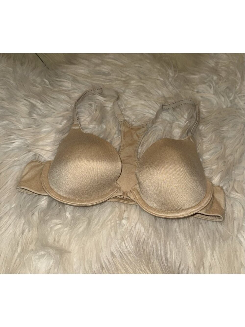 Maidenform Comfort Devotion Demi T-Back Bra Front Close Womens 34A Beige 09457